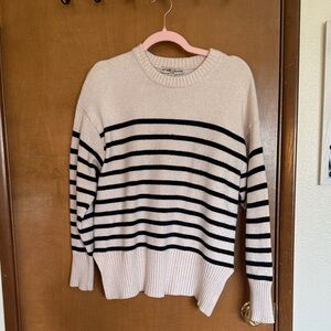 Love & Chance Cream and Black Striped Crewneck Sweater